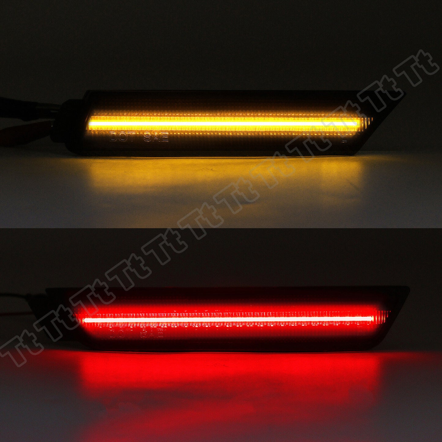 Four front and rear bumper LED side marker lights for 2010-2015 for Chevrolet Camaro smoke lens.