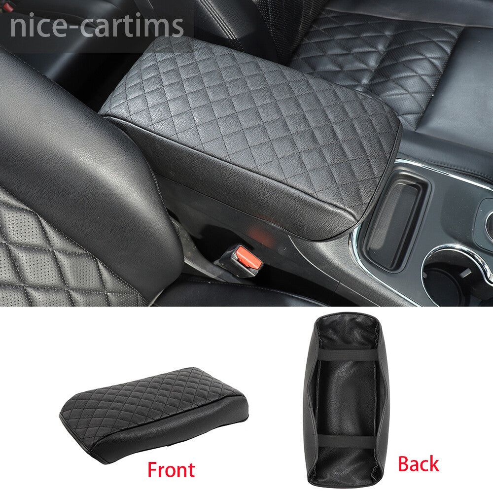 Black Armrest Box Cushion Pad Cover Leather Case for Jeep Grand Cherokee 2011-20