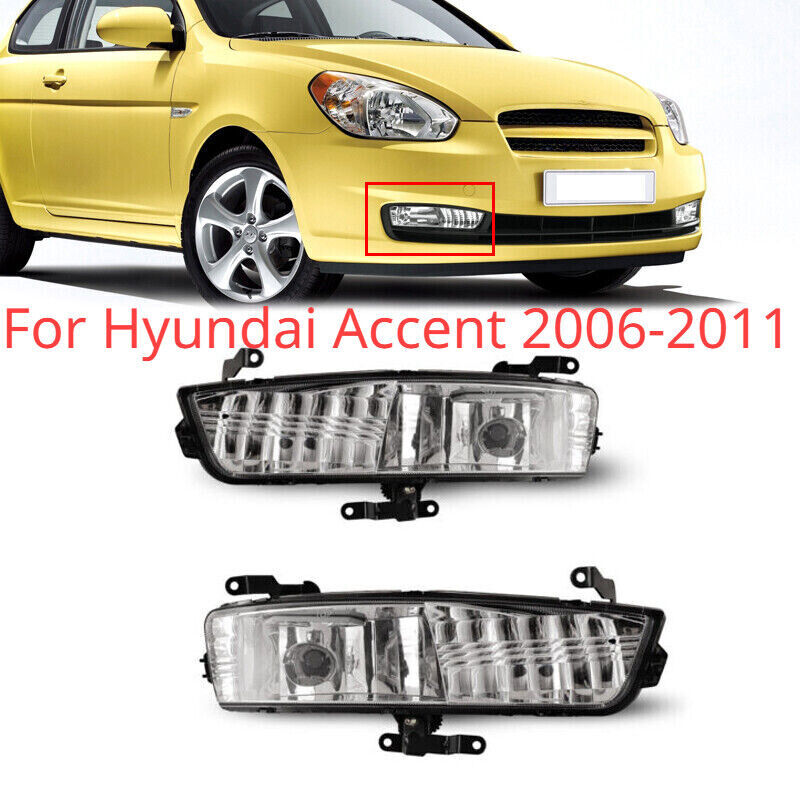 Fit for Hyundai Accent 2006-2011 Pair Fog Lights Front Bumper Fog Lamp Assembly