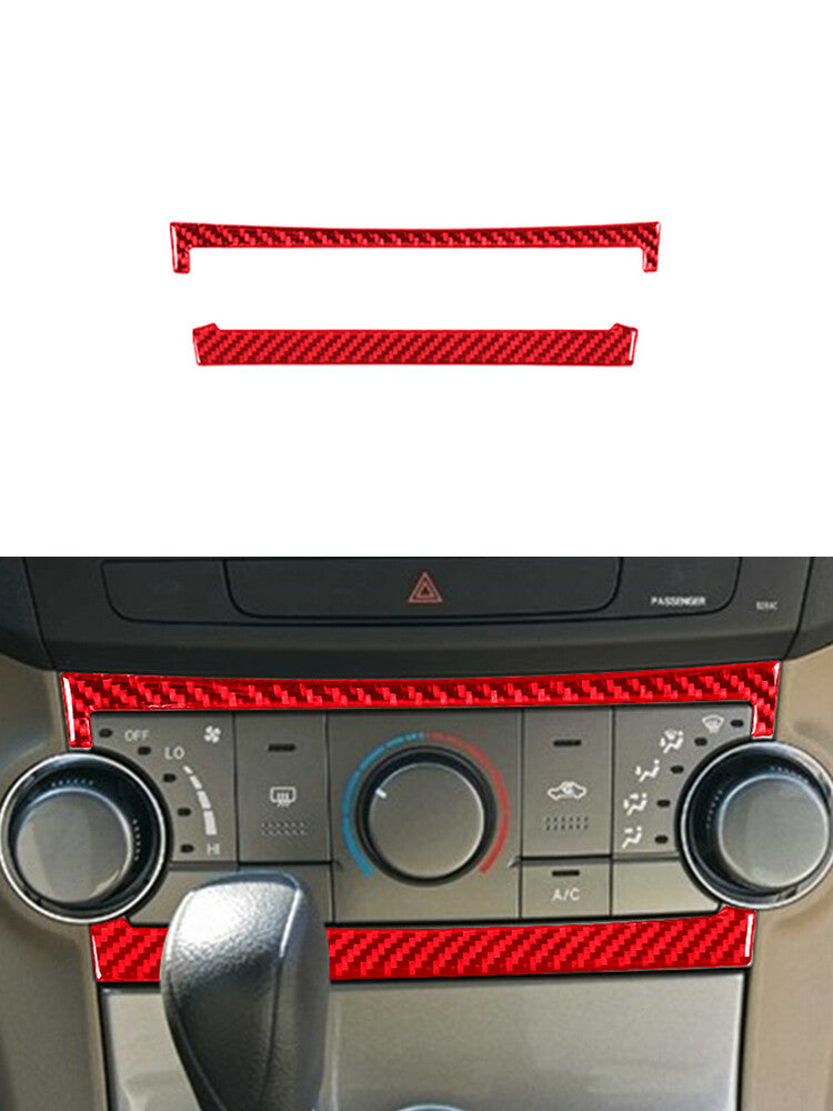 for Toyota Highlander 2008-2013 2Pcs Central A/C Control Frame Trim Cover Red