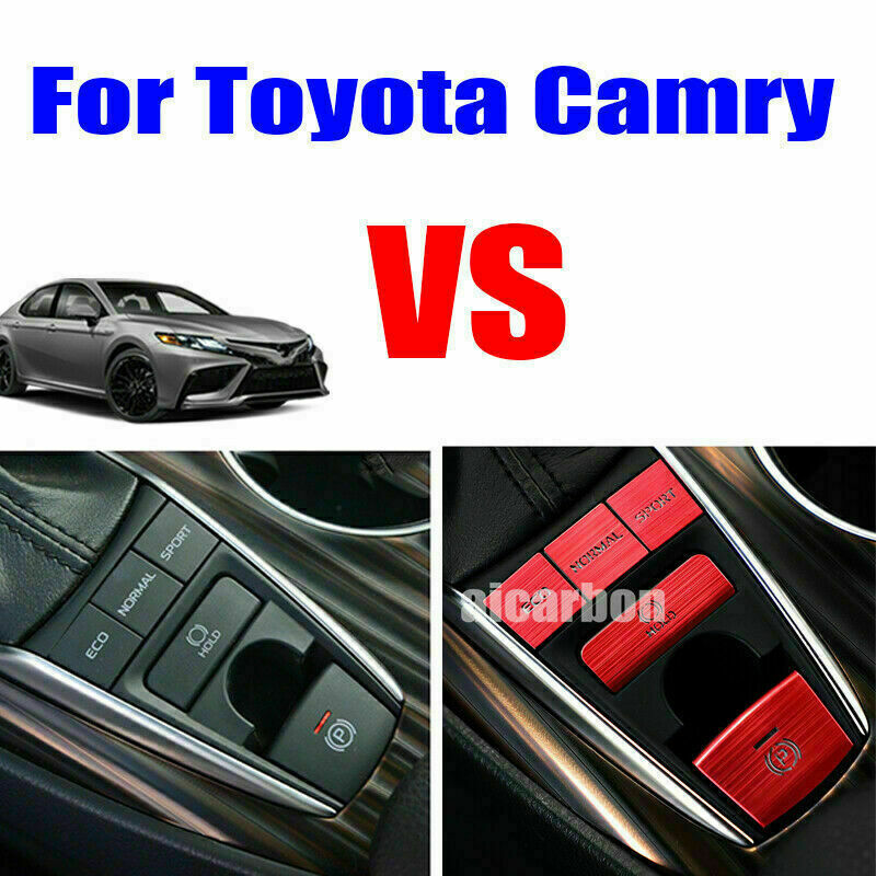 5P for Toyota for Camry 2018-2023 Red Aluminum Console Gear Shift Button Cover Trims