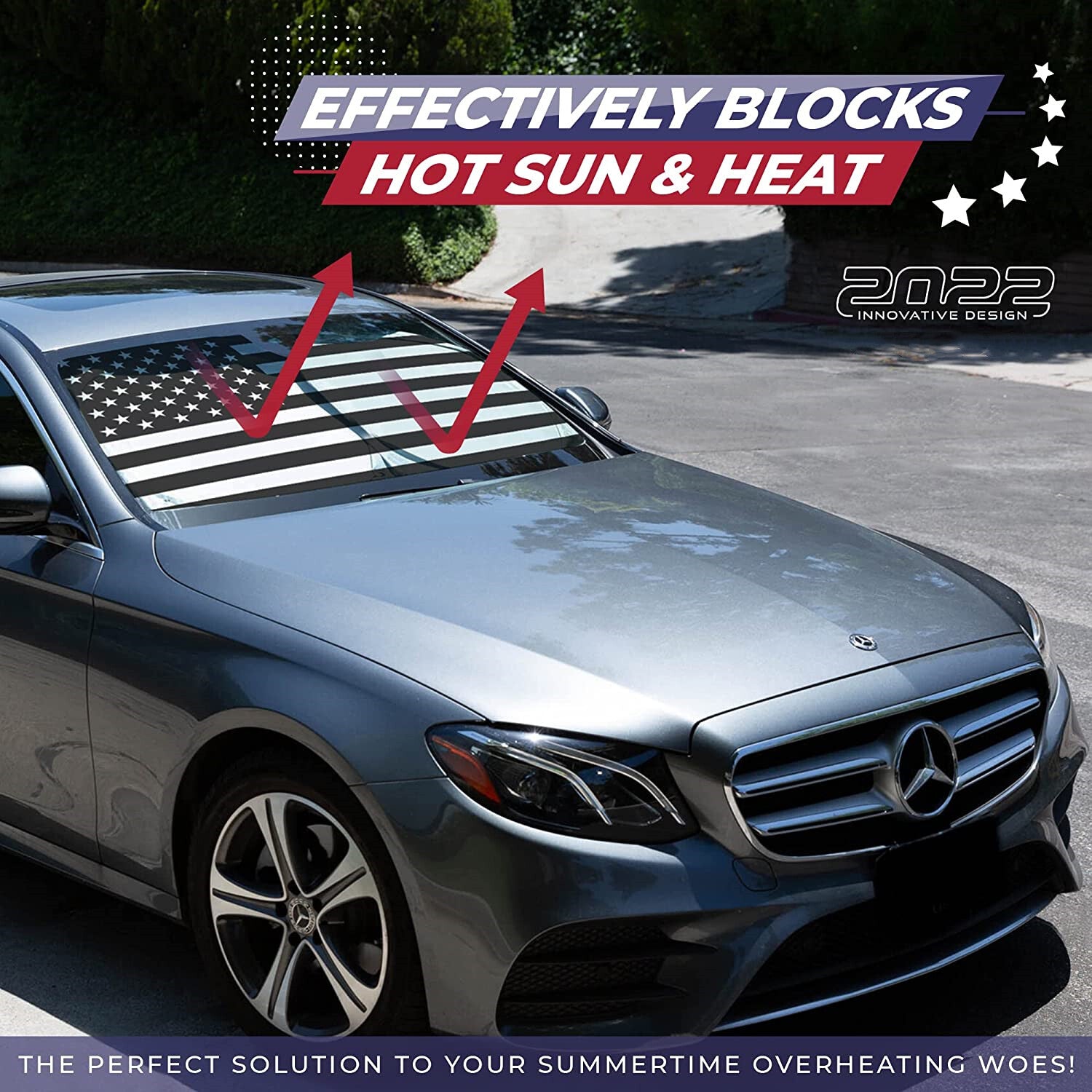 For 2007-2016 for Jeep Compass SUV Car Windshield Sun Shade US Flag Heat Block Cover