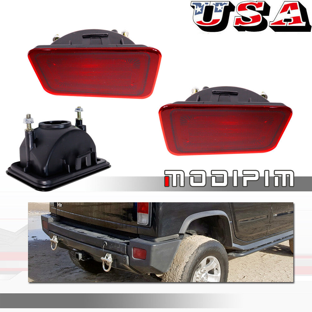 Red lens rear bumper reflector trim cover for 05-09 H2 taillight housing