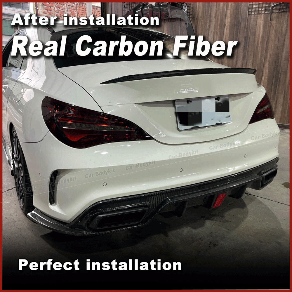 for Benz W117 C117 CLA250 Sport CLA45 AMG 16-19 REAL CARBON Rear Bumper Diffuser