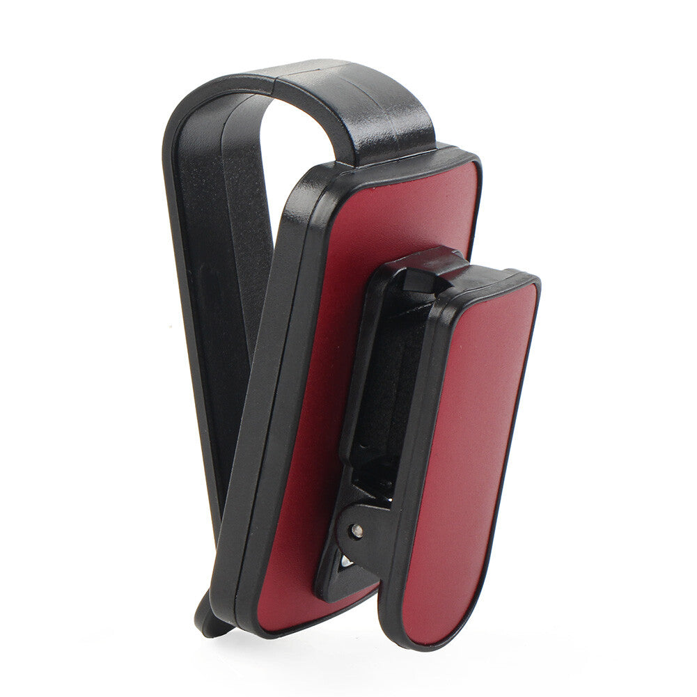 Car Sun Visor Clip Holder For Reading Glasses Sunglasses Eyeglass Card Black+Red