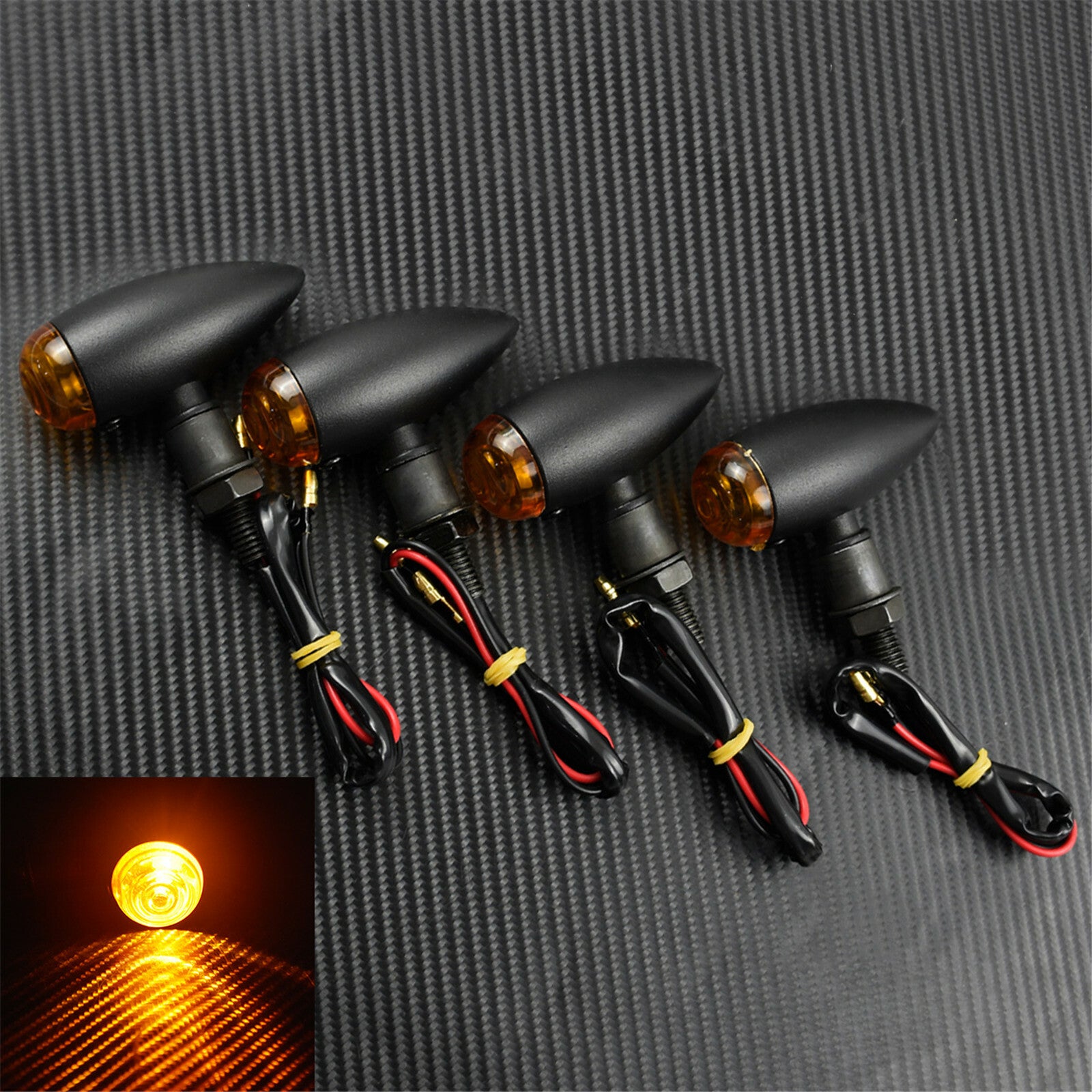 4X Motorcycle Bullet Turn Signal Indicator Light Amber Fit for Harley Bobbe