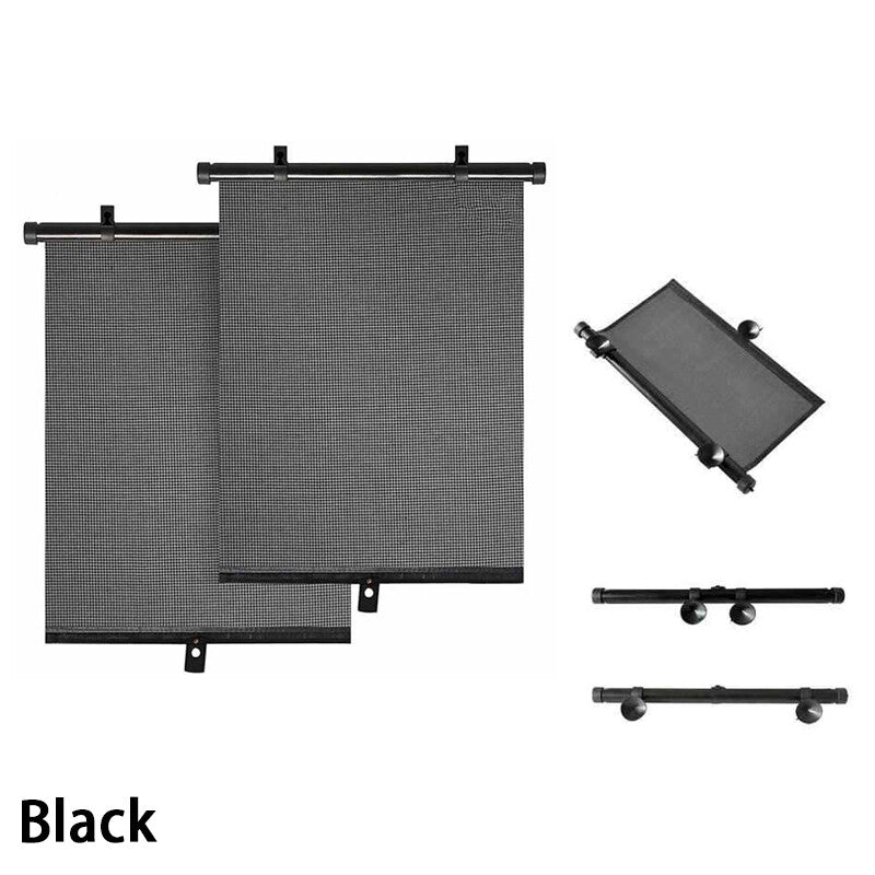 2Pcs Retractable Car Auto Side Window Baby Sun Shade Shield Roll Cover 5550CM