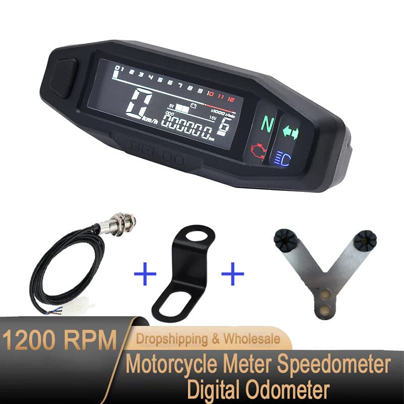 Motorcycle RPM Tachometer Speedometer Speed Gauge Tacho Meter Digital Odometer