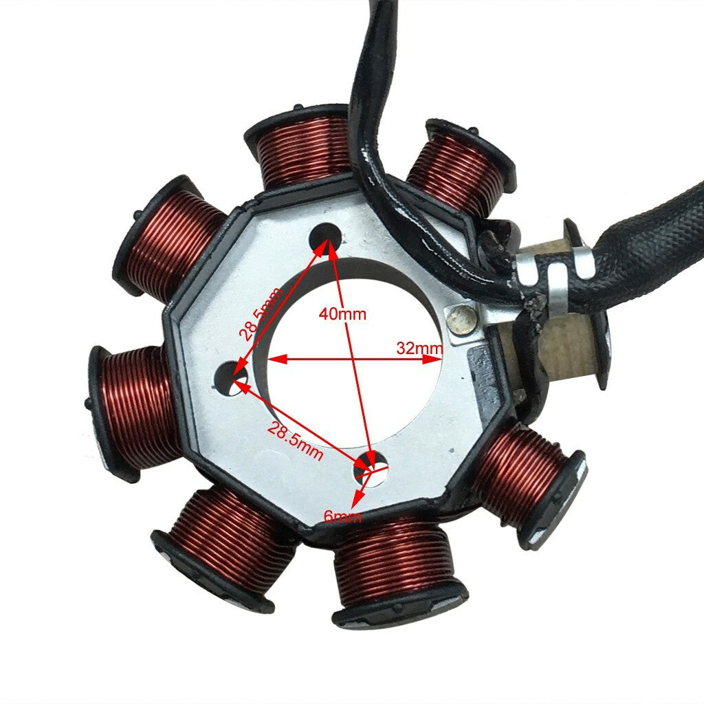 Magneto stator coils with 8 rods, suitable for 125cc and 150cc four-wheeled bicycles, all-terrain vehicles, go-karts, scooters, etc.
