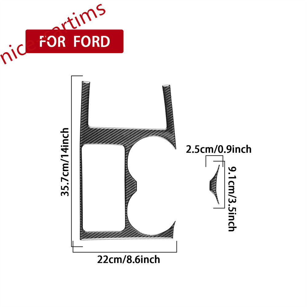 for Ford F150 2009-14 Center Gear Shift Panel Water Cup Holder Trim Carbon Fiber