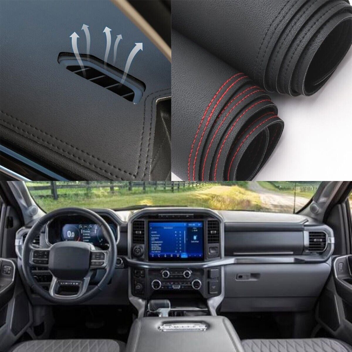 1P PU leather Dashboard Dash Mat Non-slip DashMat Sun Shade for Ford F-150 2021+
