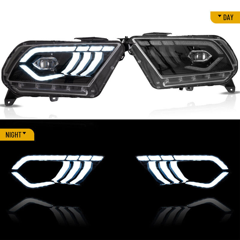 2X LED Projector Headlights For 2010-2014 for Ford for Mustang Front Lamps w/Sequential