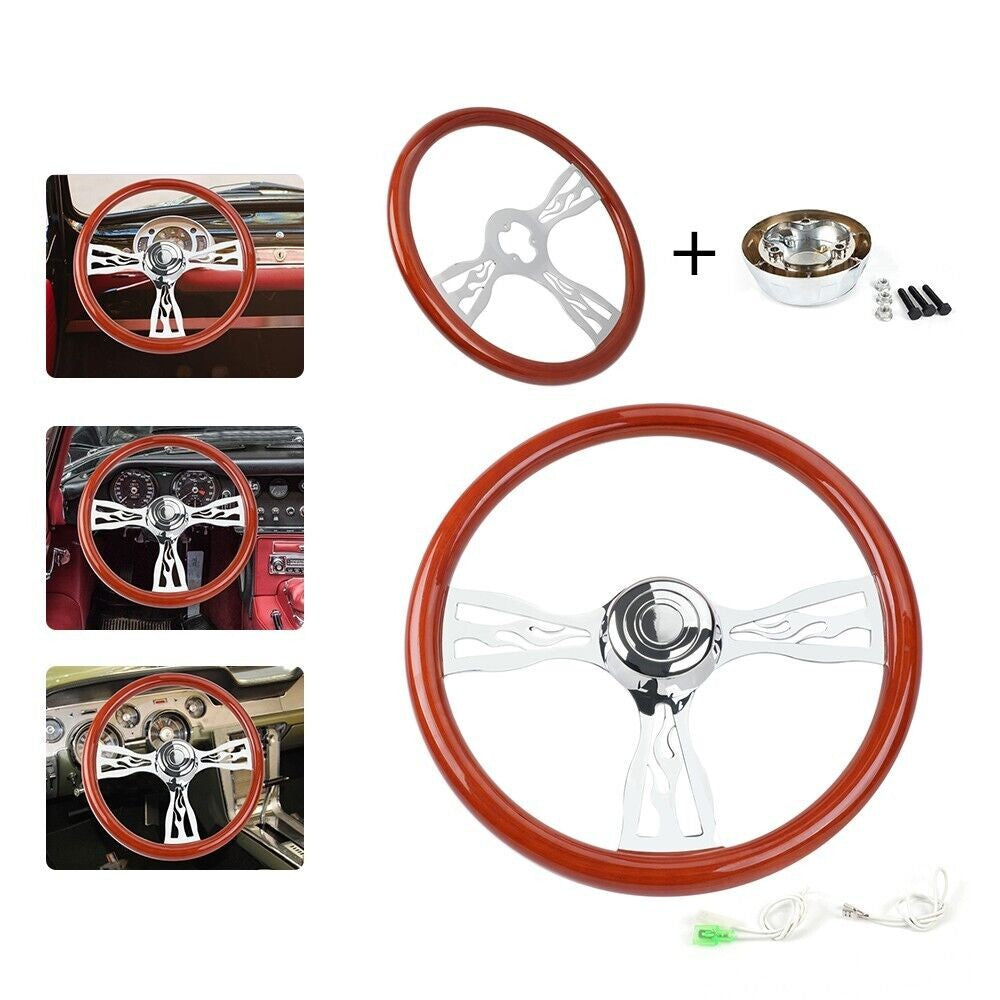 3 Spoke 18Chrome Wood Steering Wheel for Volvo / for Freightliner / for Kenworth / for Peterbilt