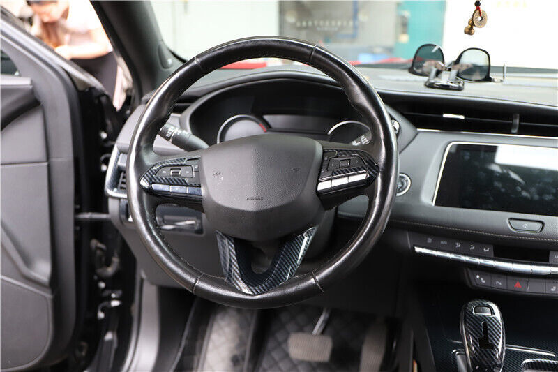 Steering Wheel Button Frame Trim 3PCS for Cadillac XT4 18-23 Black Carbon Fiber