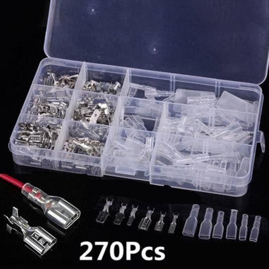 270Pcs Car Wire Spade Connector Male Female Quick Splice Crimp Terminal Insulate