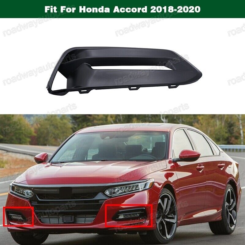 Black Front Bumper Fog Light Cover Trim Bezel Right for Honda Accord 2018-2020