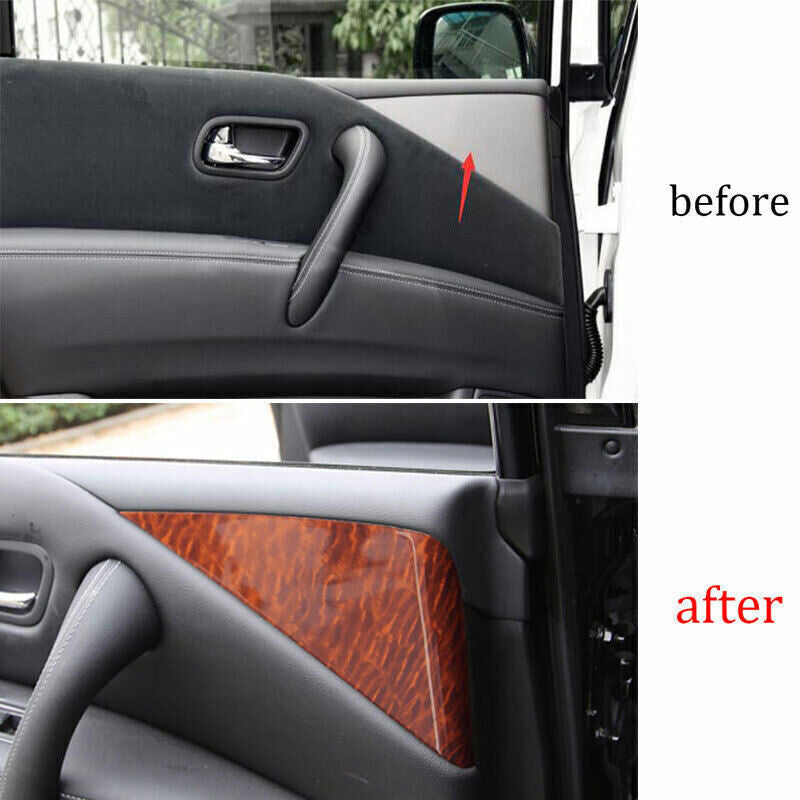 Inner Door Panel Cover Trim Decor for Nissan Armada Y62 2017-2020 Red Wood Grain