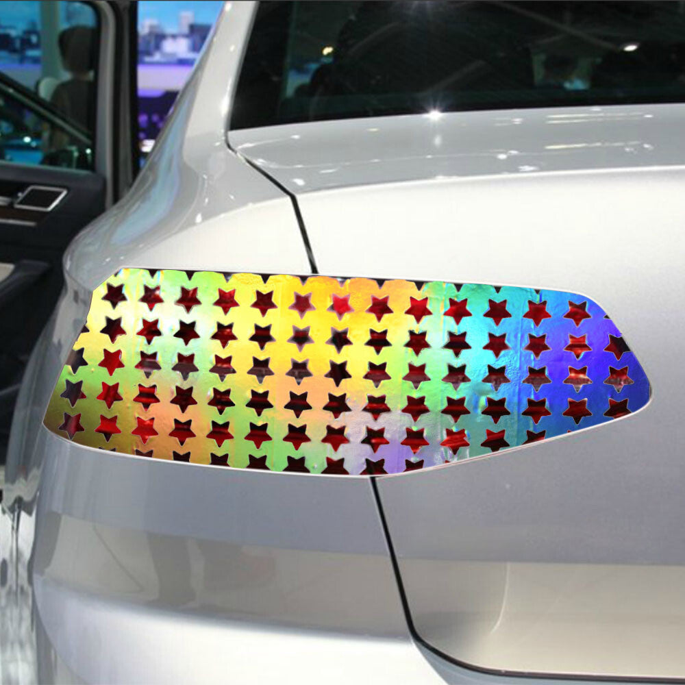 2x Colourful Star Pattern Car Tail Headlight Light Front Mirror Sticker 4830CM