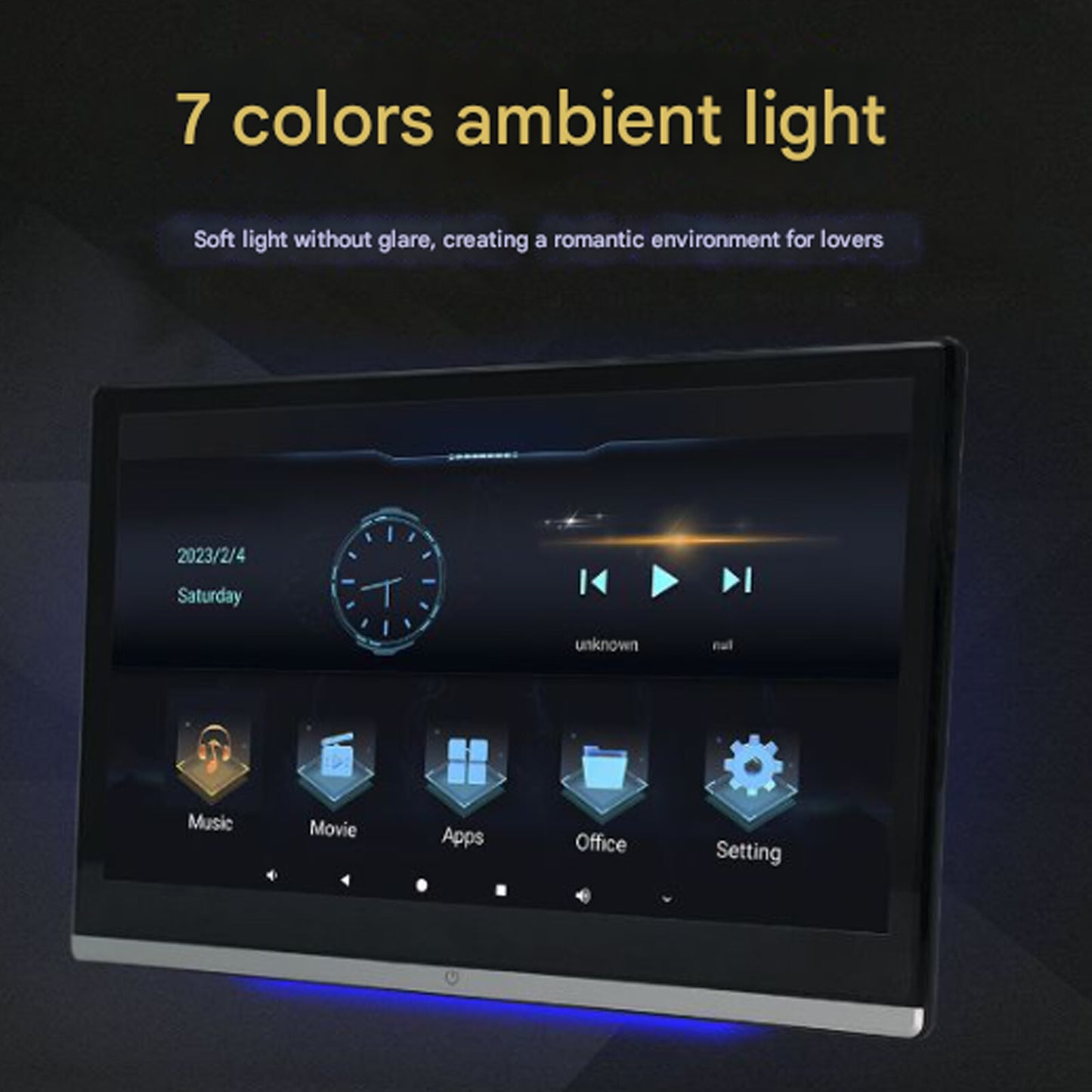 13.3'' Car Headrest Monitor 2+32GB Bluetooth Touch Screen Player WIFI Android 12