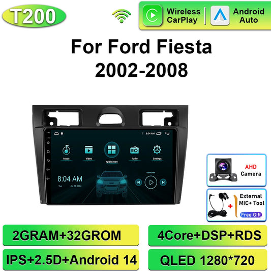 for Ford Fiesta Mk VI 5 Mk5 2002-2008 Carplay Car Radio Android GPS Multimedia