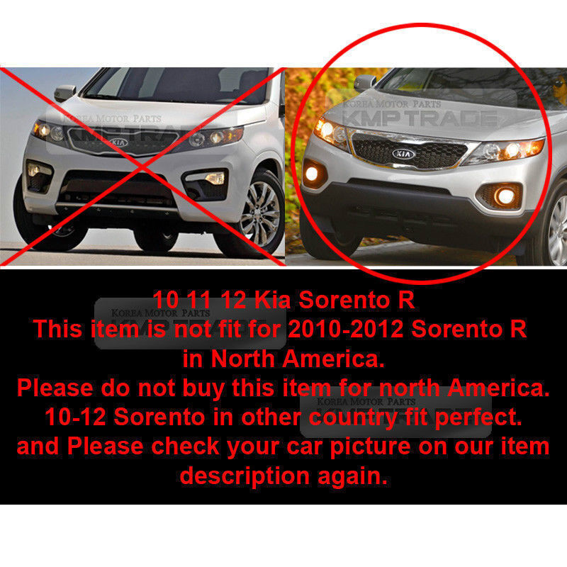 Set Front Bumper Fog Light Lamp Cover Connector for KIA Sorento 2010 2011-12
