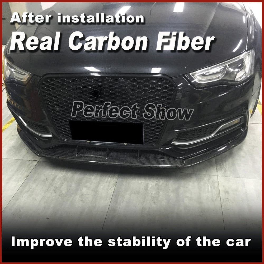 Real Carbon Fiber Front Bumper Lip Spoiler Splitters for Audi A5 Sline S5 12-16