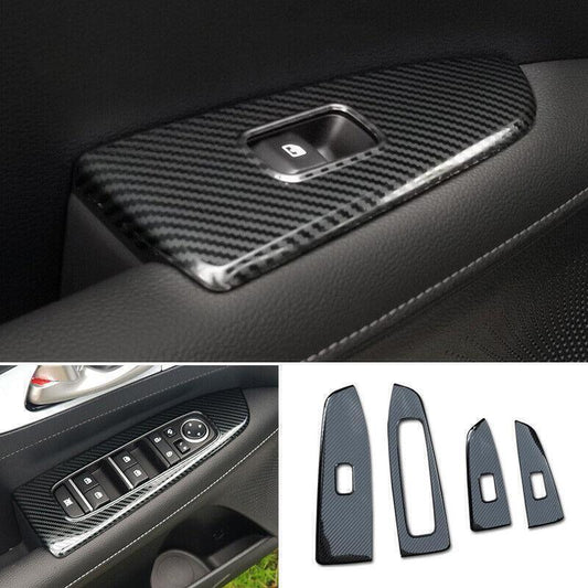 Carbon Fiber Steel Window Lift Panel Switch Cover Trim for Kia Forte K3 2019~22