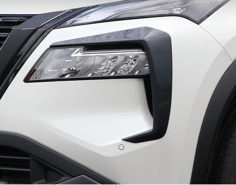 for Nissan Rogue 21-23 Carbon Fiber Style Front Fog Light Eyebrow Strip Cover 2P