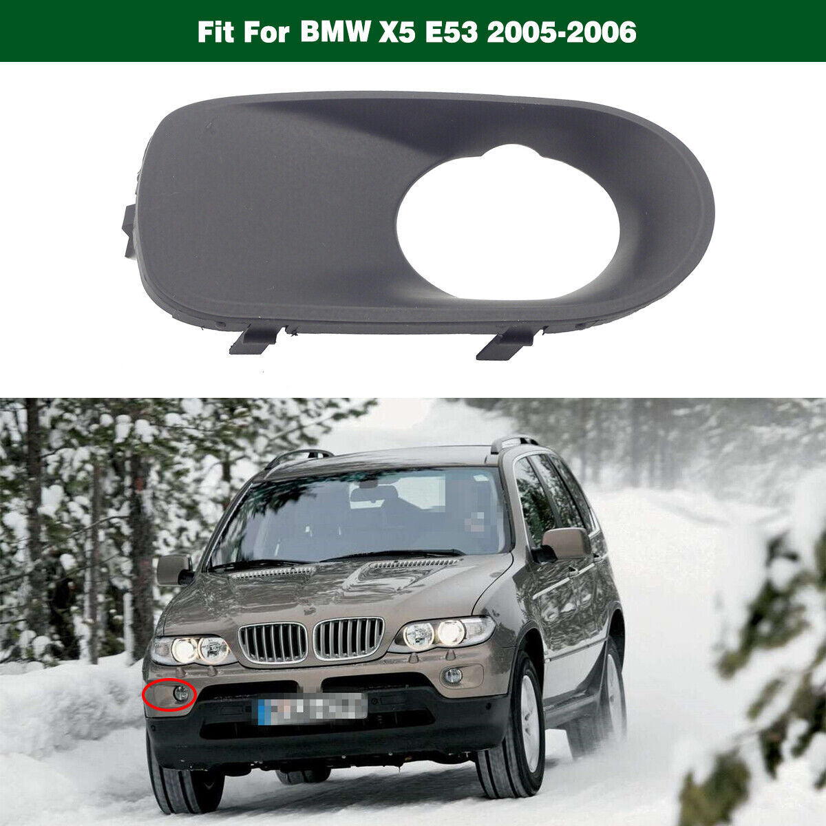 Front Fog Lamp Light Bezel Cover Trim R 51117129300 Fit for BMW E53 X5 2005-2006