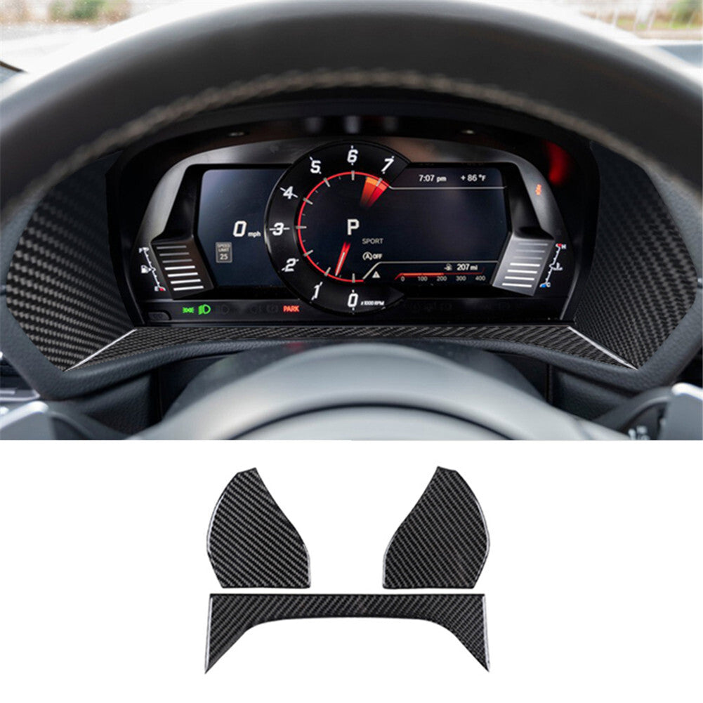 3Pcs Carbon Fiber Interior Speedometer Cover Trim for Toyota Supra A90 2019-2022