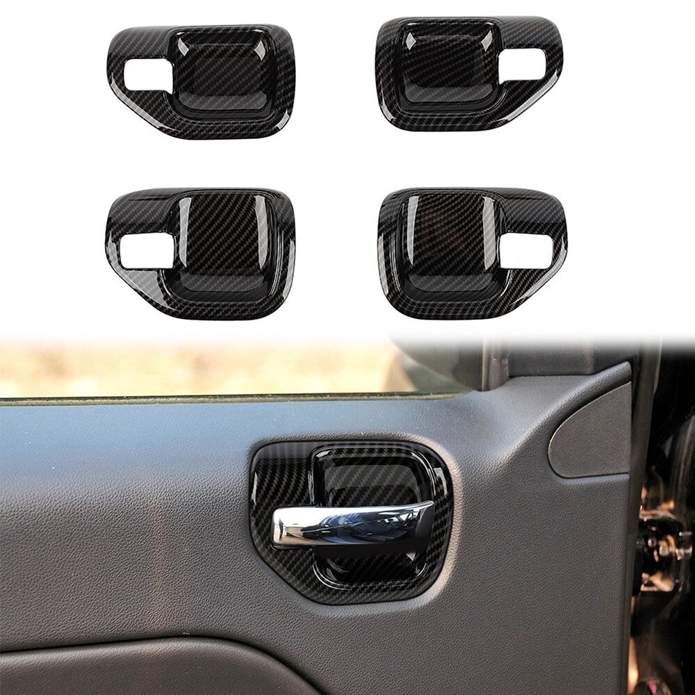4pcs Inner Door Handle Bowl Cover Trim Carbon for Jeep Compass 2010-2016