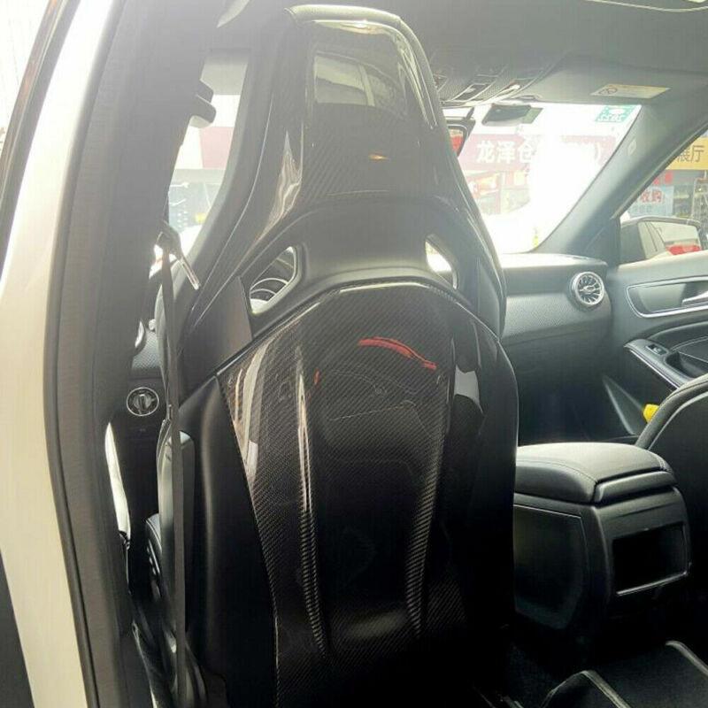 Carbon fiber seatback trim is suitable for Mercedes-Benz A45, CLA45, GLA45, AMG GT, C63, C43, and E63.