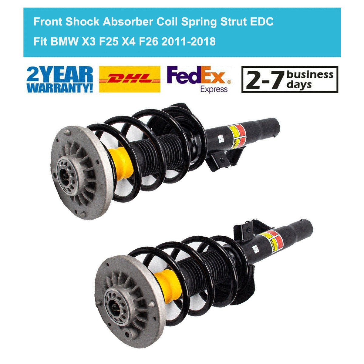 Pair Front Shock Coil Spring Struts Assembly EDC for BMW X3 X4 F25 F26 2011-2018