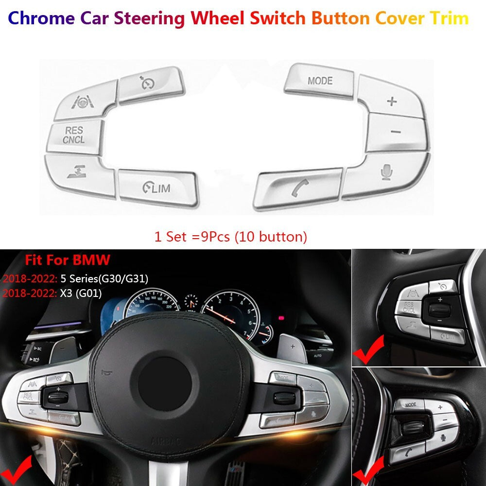 for BMW 5 Series X3 G30 G01 Car Interior Steering Wheel Switch Button Cover Trim