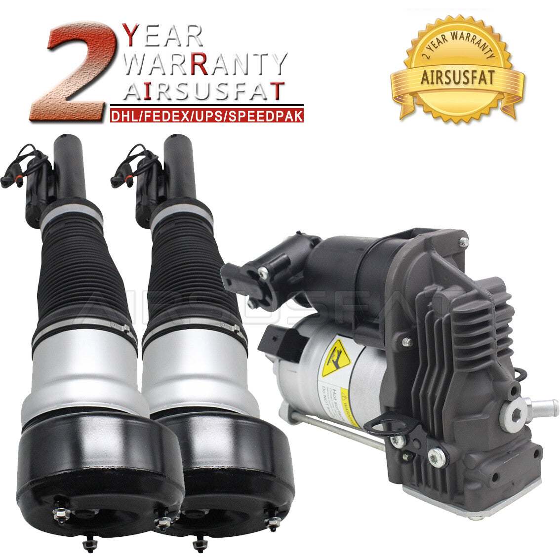 2x Front Air Suspension Shock w/ Compressor Pump for Mercedes S-Class W221 S550