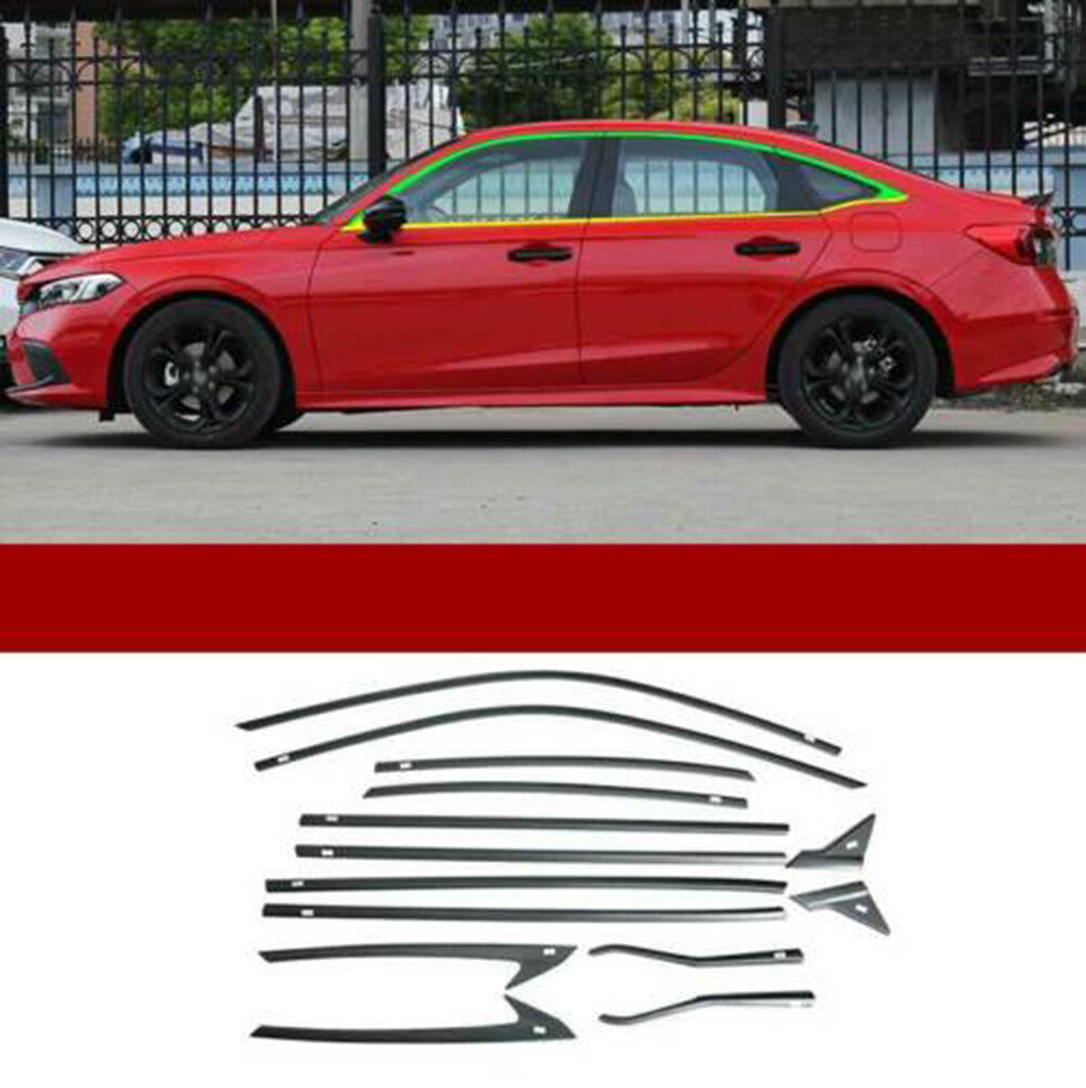 for Honda for Civic Sedan 2022-23 Carbon Fiber Windows Strip Sill Molding Cover Trim