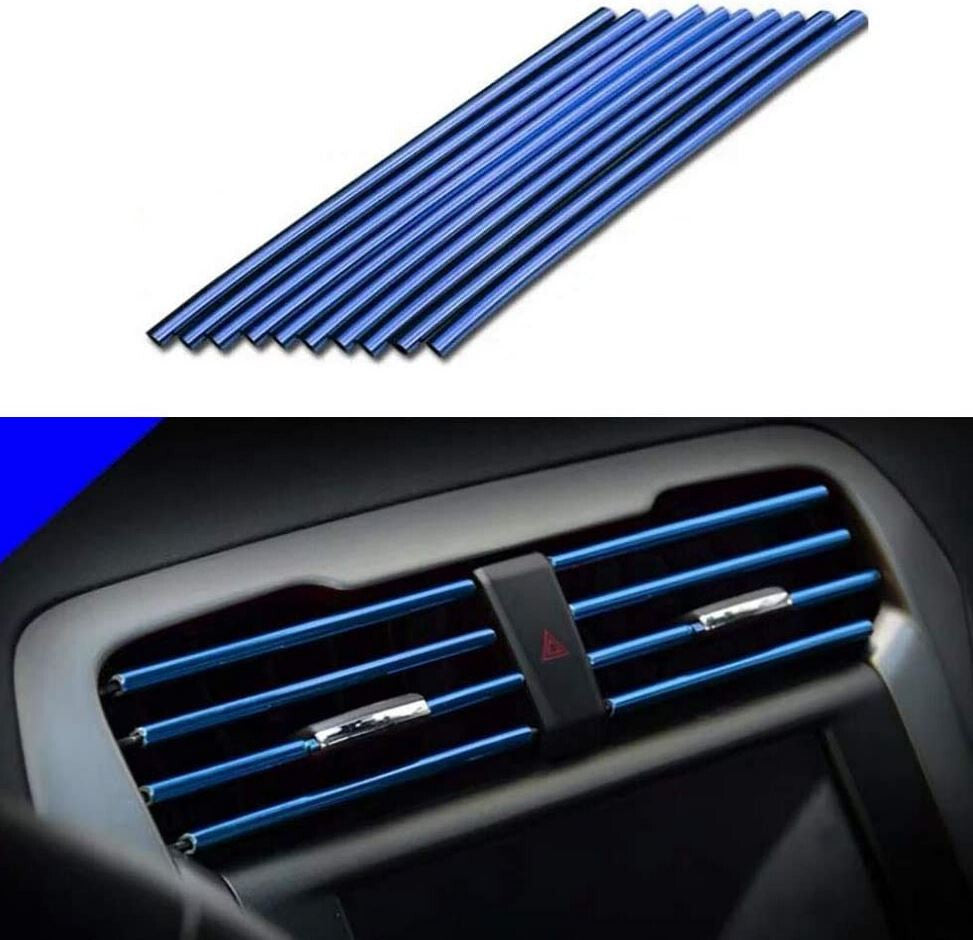 10-piece automotive air conditioning socket decorative molded trim strip in blue for Peugeot