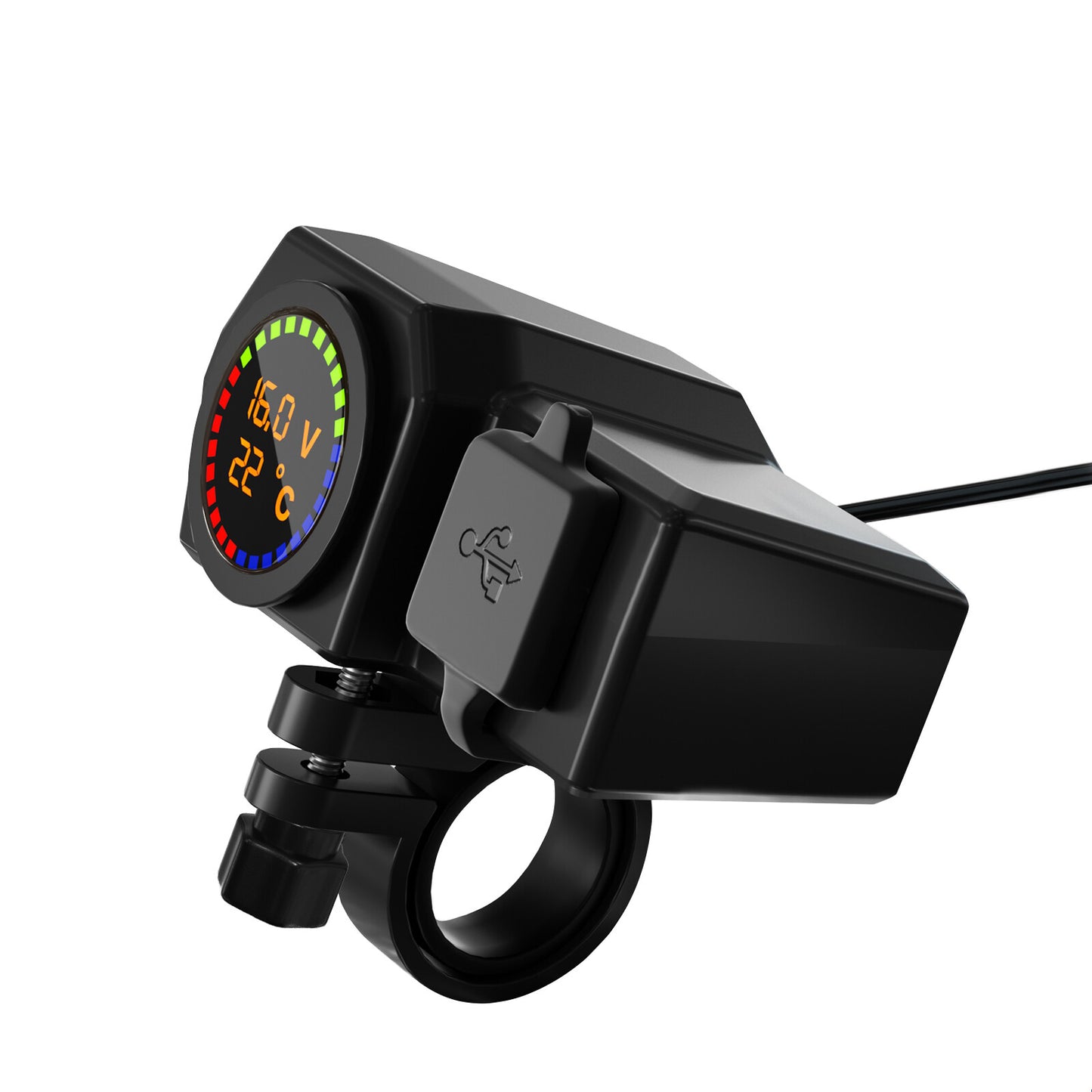 Motorcycle Cell Phone GPS Handlebar Mirror Mount Holder USB PD Type C Charger