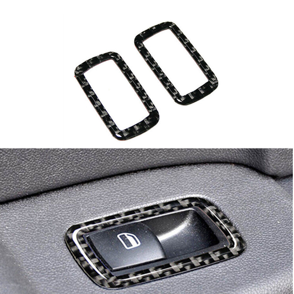 2Pcs Carbon Fiber Rear Window Buttons Panel Trim for Dodge Journey 2009-2010 SXT
