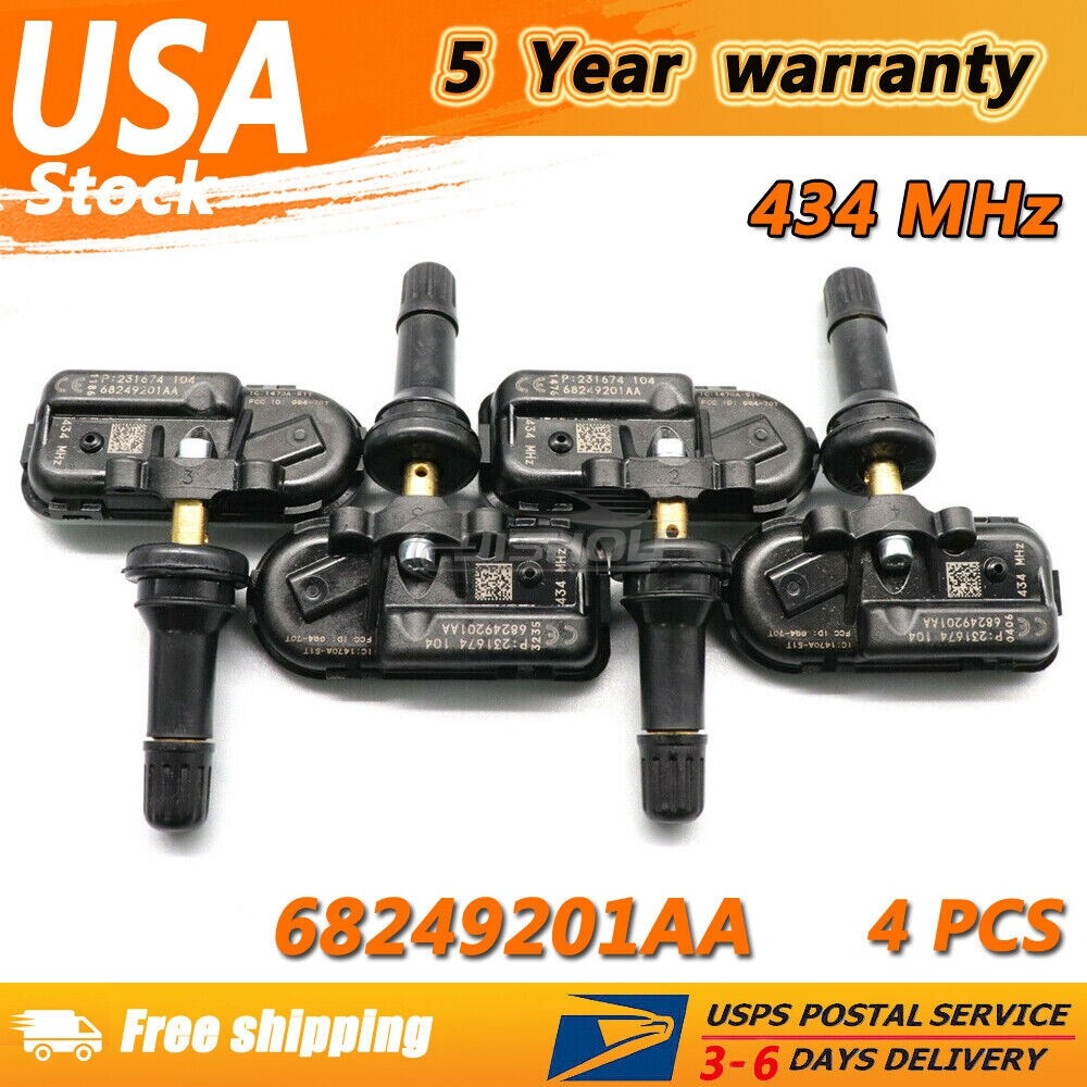 Set of 4 68249201AA Tire Pressure Sensor TPMS for Jeep Cherokee for Ram 434MHz