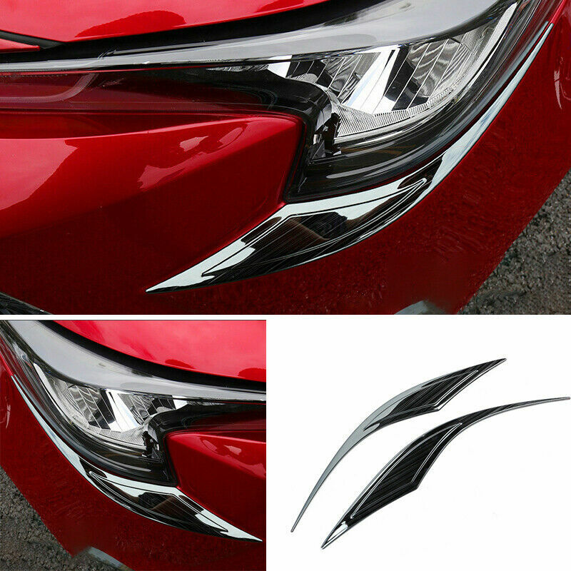 2X Black Front Headlight Lamp Eyebrow Trim Strip for Toyota for Corolla US 2019-2023