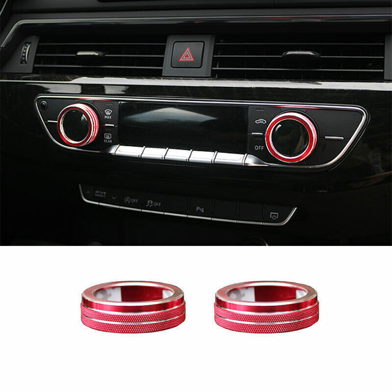 Fit for Audi A4 A5 2017-2024 Red Aluminum Central Console Ac Knob Cover Trim 2P