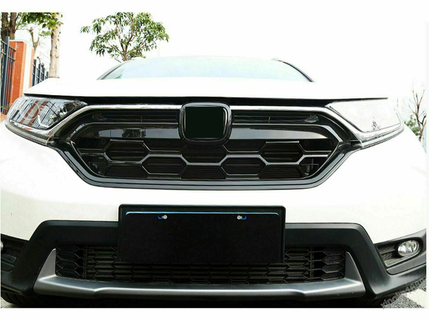 for Honda CR-V CRV 2017-2021 Black Honeycomb Grille Front Bumper Center Grill 1x
