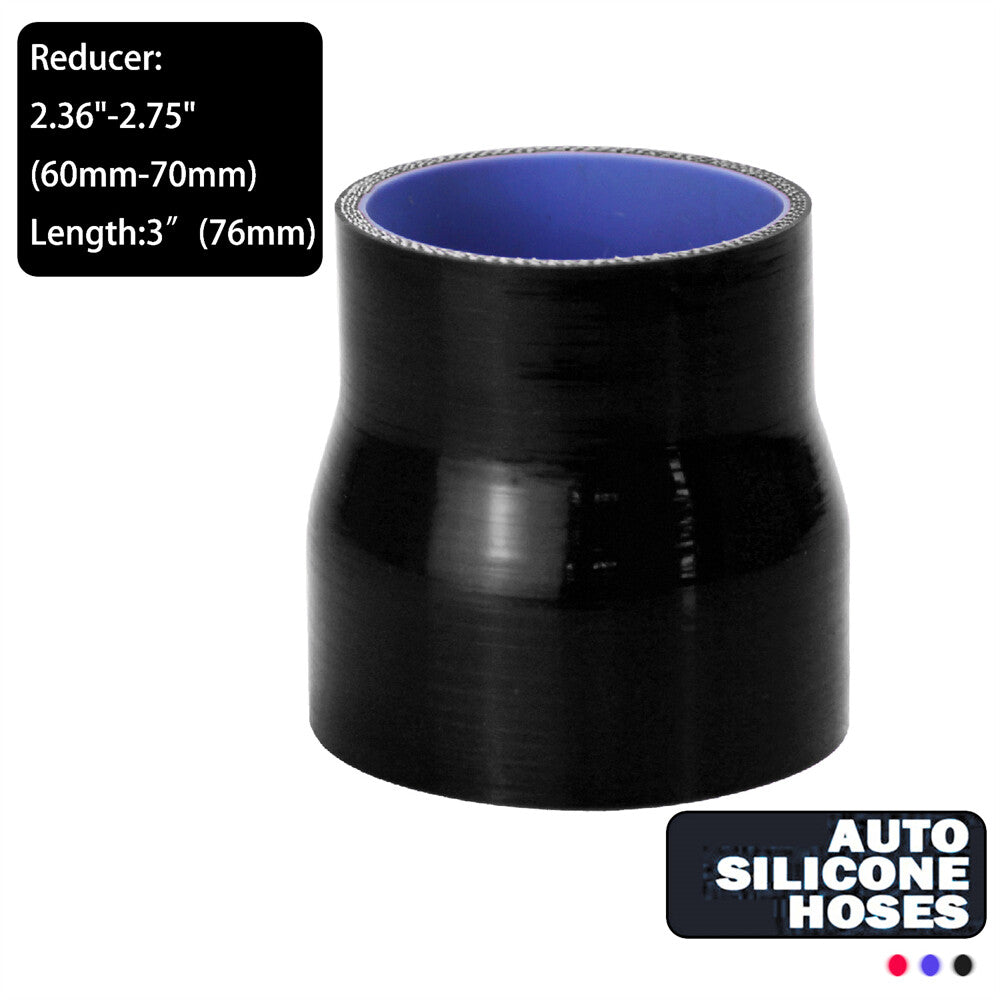 2.36 to 2.75 60mm - 70mm Silicone Reducer Coupler Turbo Intercooler Hose Black