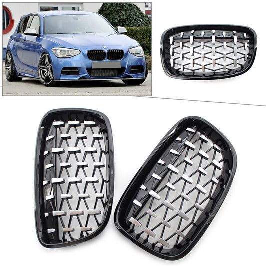 Front Black Grille Chrome Diamond Meteor Latest Style for BMW 1Series F20 11-14