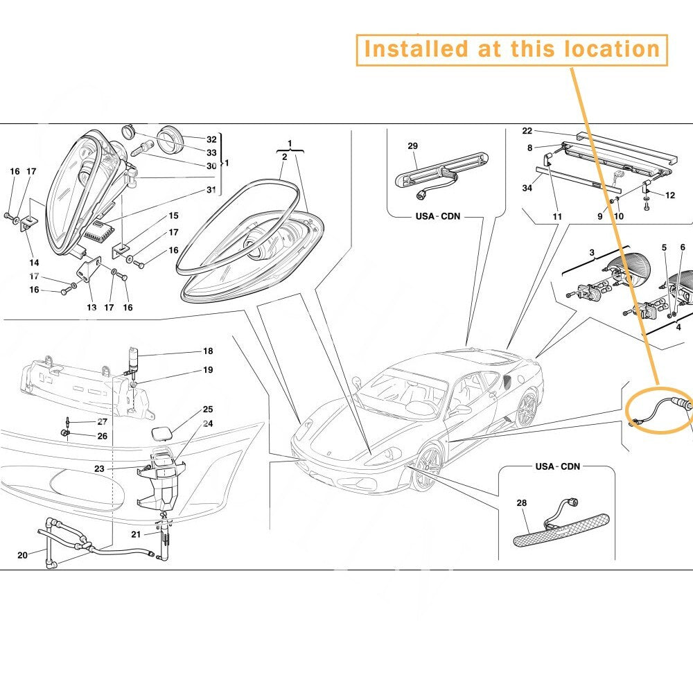 Rotating indicator side flash light for Ferrari F430 458 Italia 599 F360 FF. equipment manufacturer: 165558
