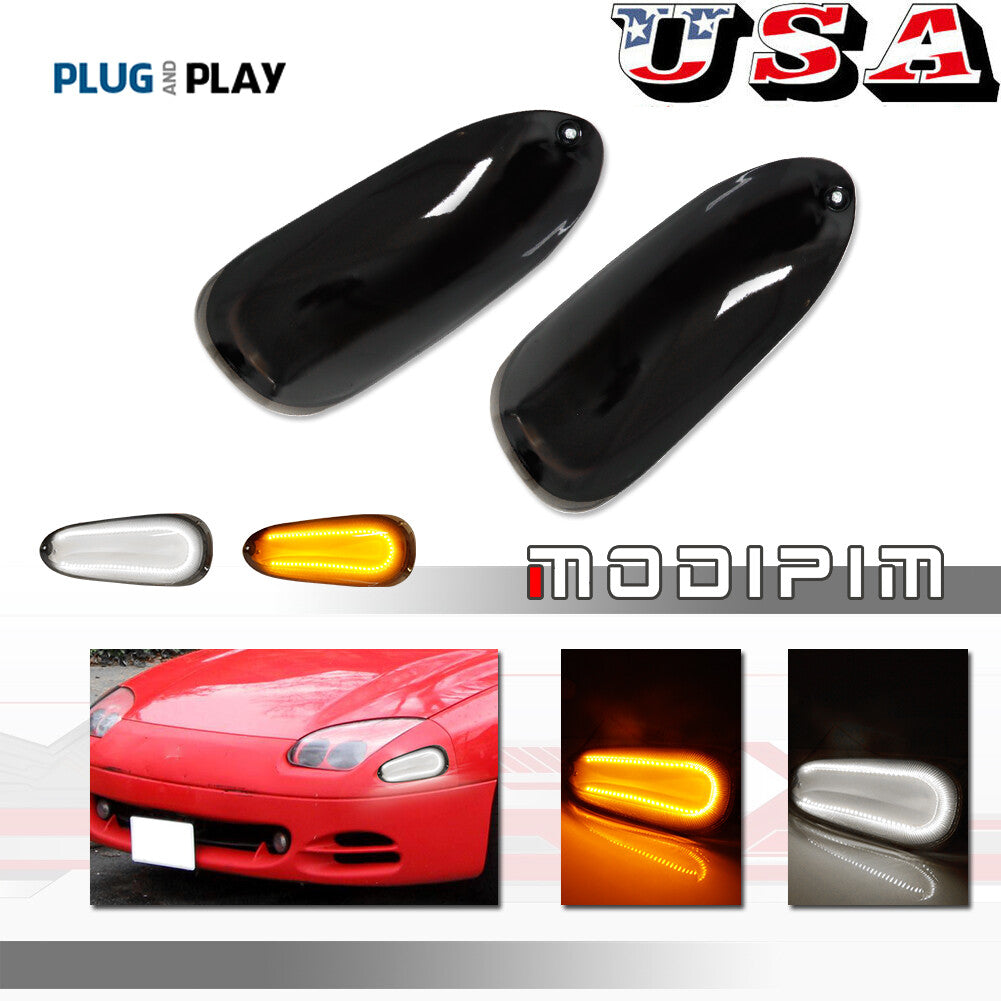 2-Piece DRL Turn Signal LED Light Replacement Kit for 1994-1998 for Mitsubishi 3000GT Black