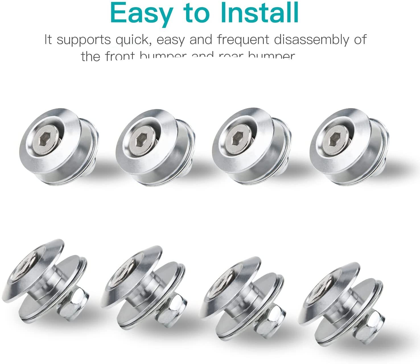 8-piece pack of thin-plate bumper quick-release front and rear bumper fasteners and trunk mudguard clips