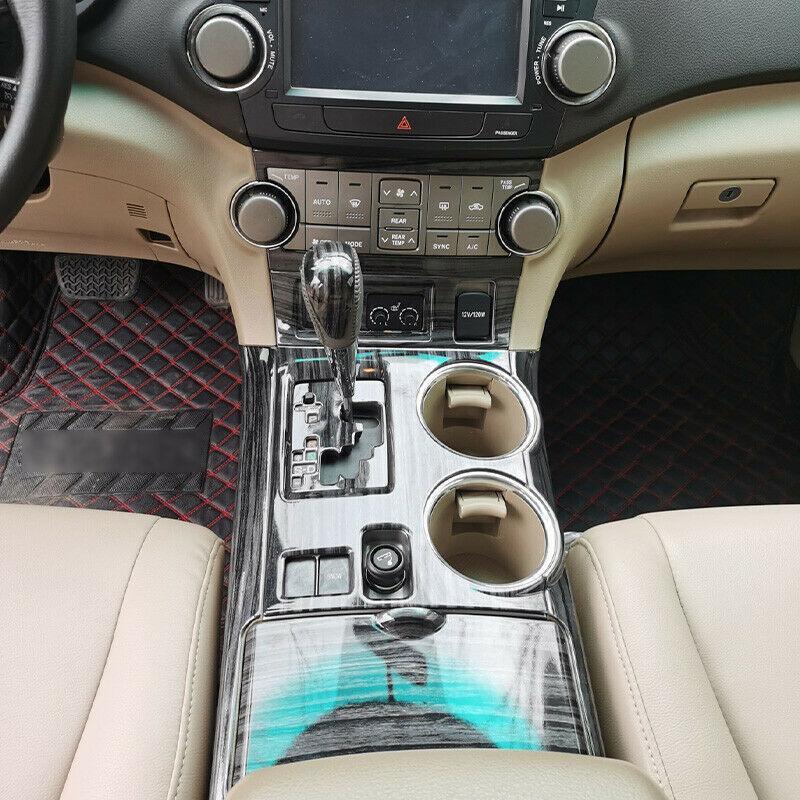 for Toyota 2008-2013 Highlander Black Wood Central Console Gear Shift Cover Trim