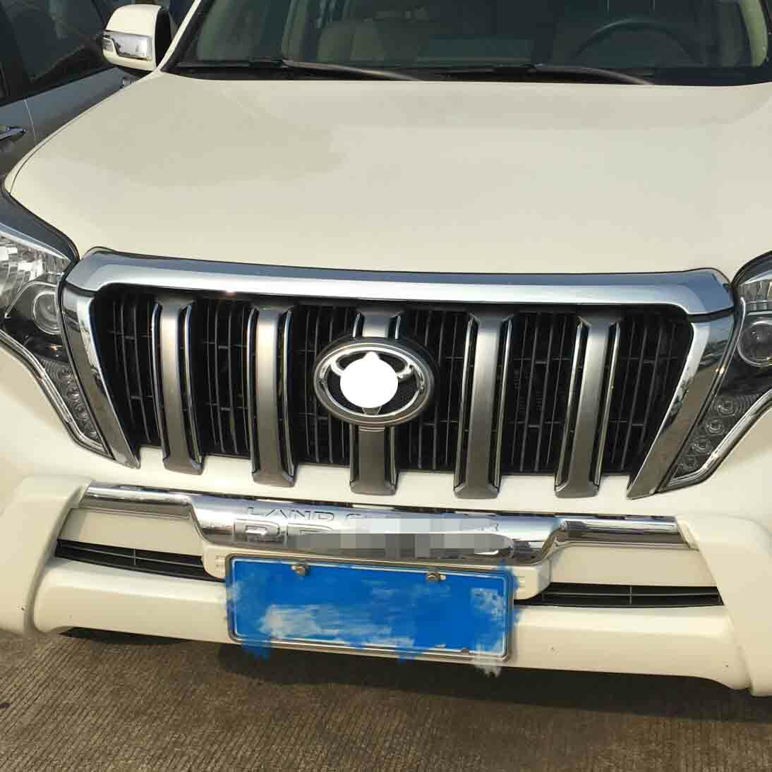 for Toyota Prado FJ150 2014-2017 Chrome Front Bumper Grille Strip Decor Cover